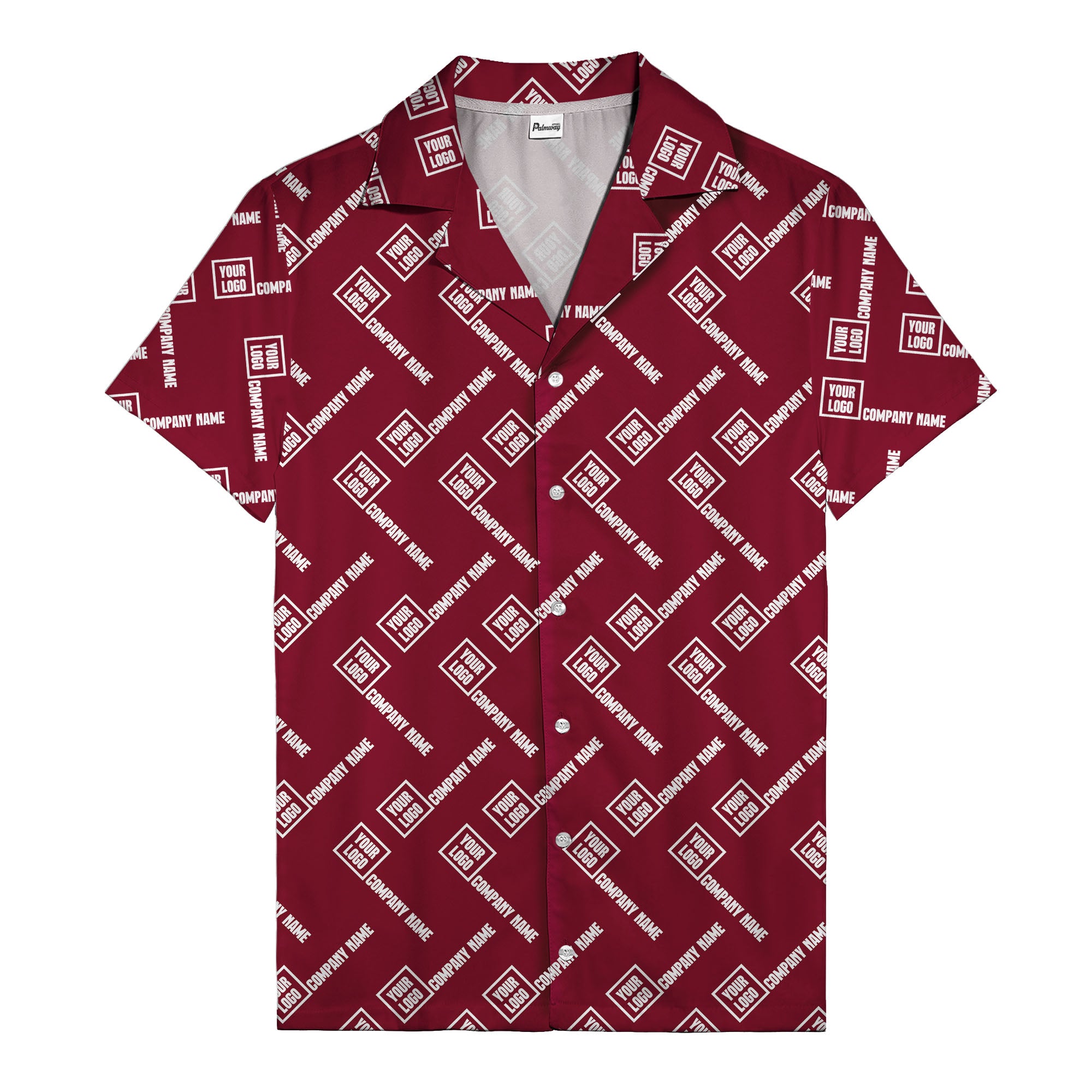 custom logo & company name repeat black hawaiian shirt for men