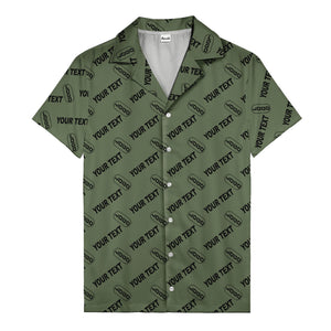 custom logo & editable text repeat pattern black hawaiian shirt