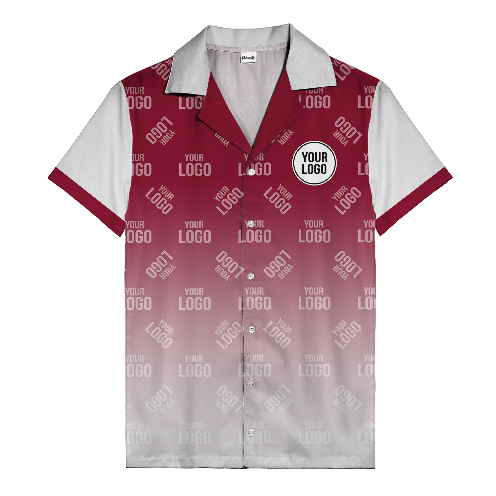 custom logo gradient fade black to white hawaiian shirt