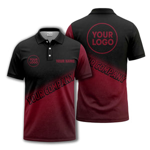 custom logo & name black white gradient corporate polo shirt