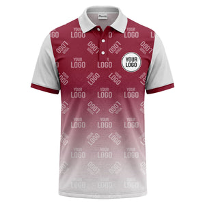 custom logo repeat gradient polo shirt for men in black & white
