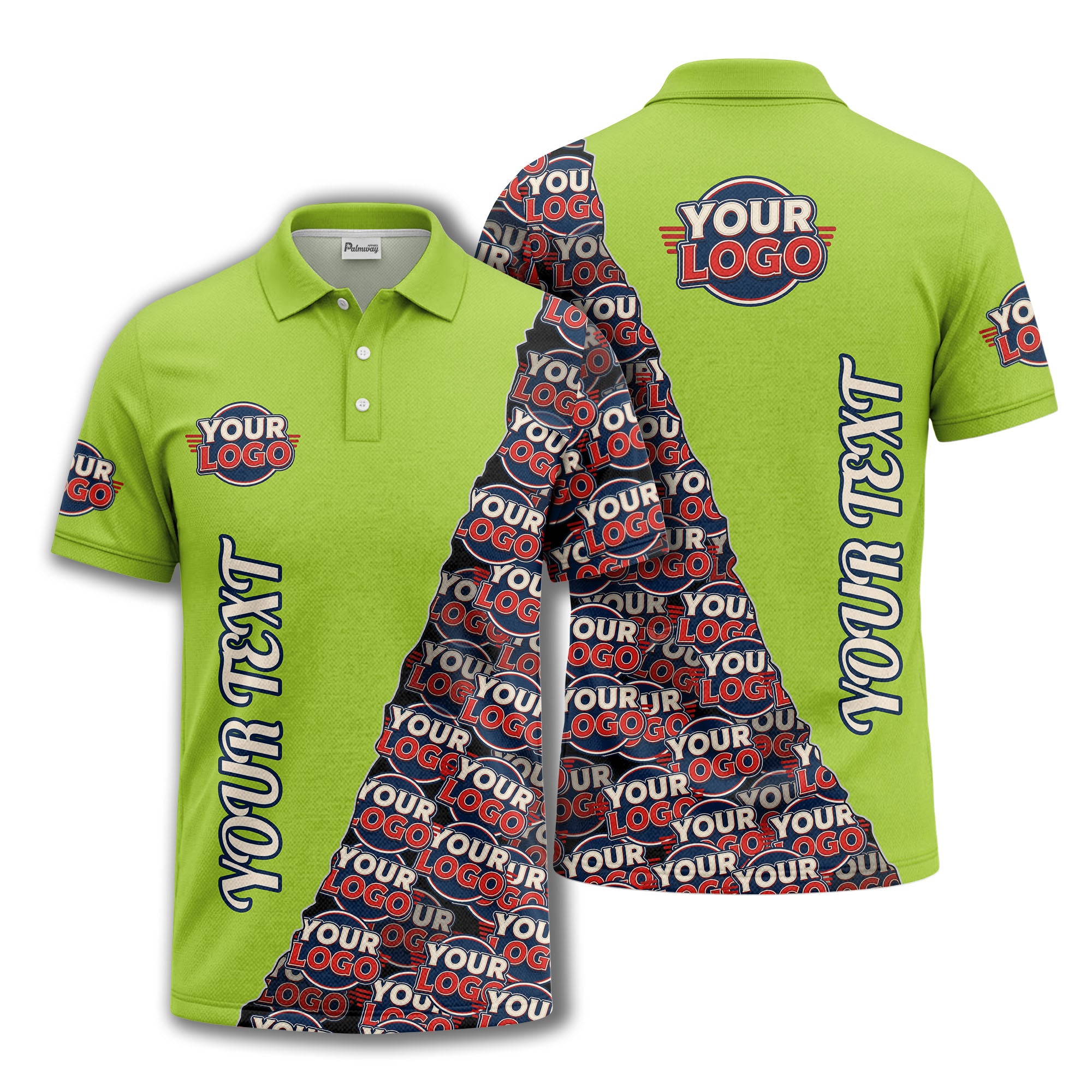custom logo repeat vertical text pattern personalized polo shirt
