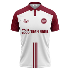 custom logo & team text white black sports jersey polo shirt for men