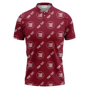 custom logo & text repeat pattern black personalized polo shirt for men