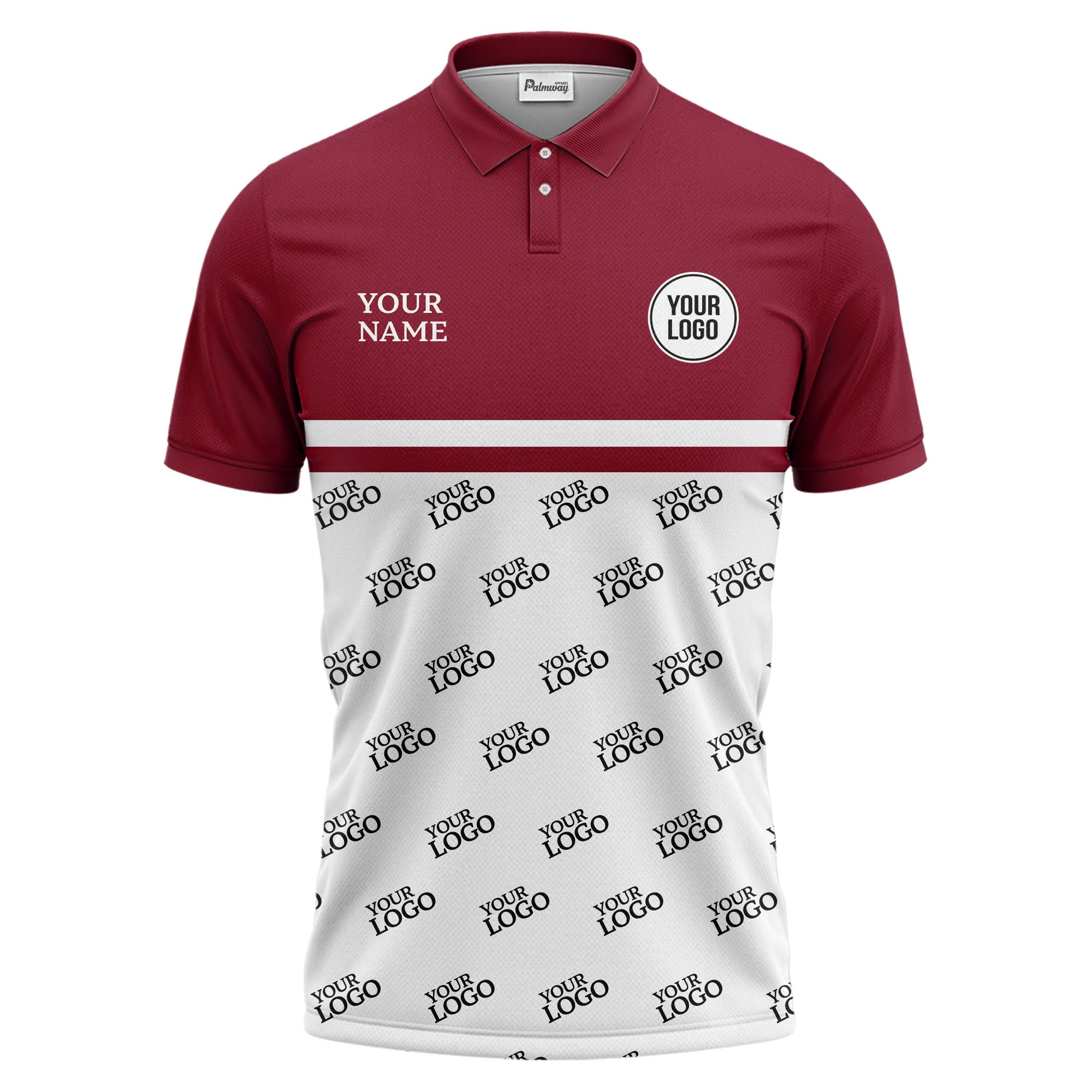 custom logos repeat monochrome black white corporate polo shirt
