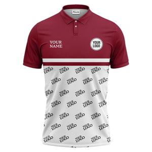 custom logos repeat monochrome black white corporate polo shirt