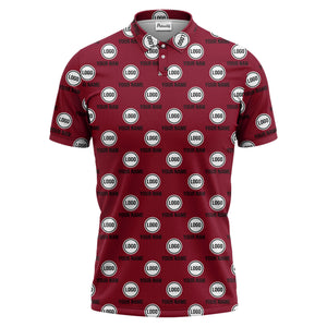 custom name & logo repeat circle pattern black polo shirt