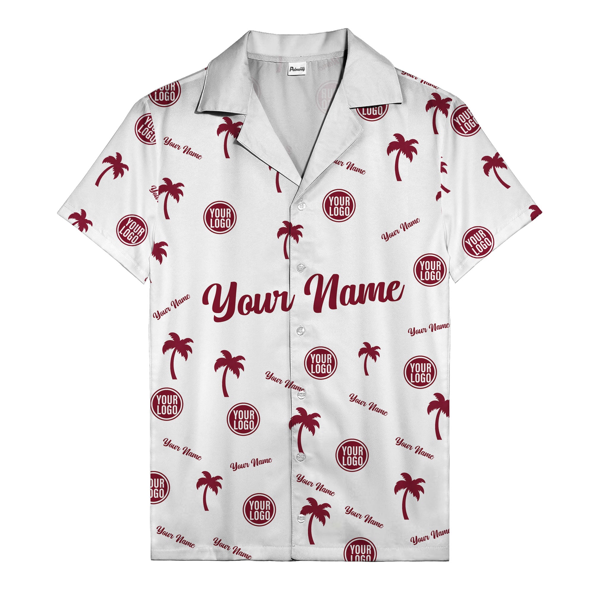 custom palm tree silhouette & name logo black white hawaiian shirt