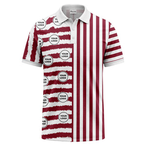 customizable black & white stripes with logo circles polo shirt