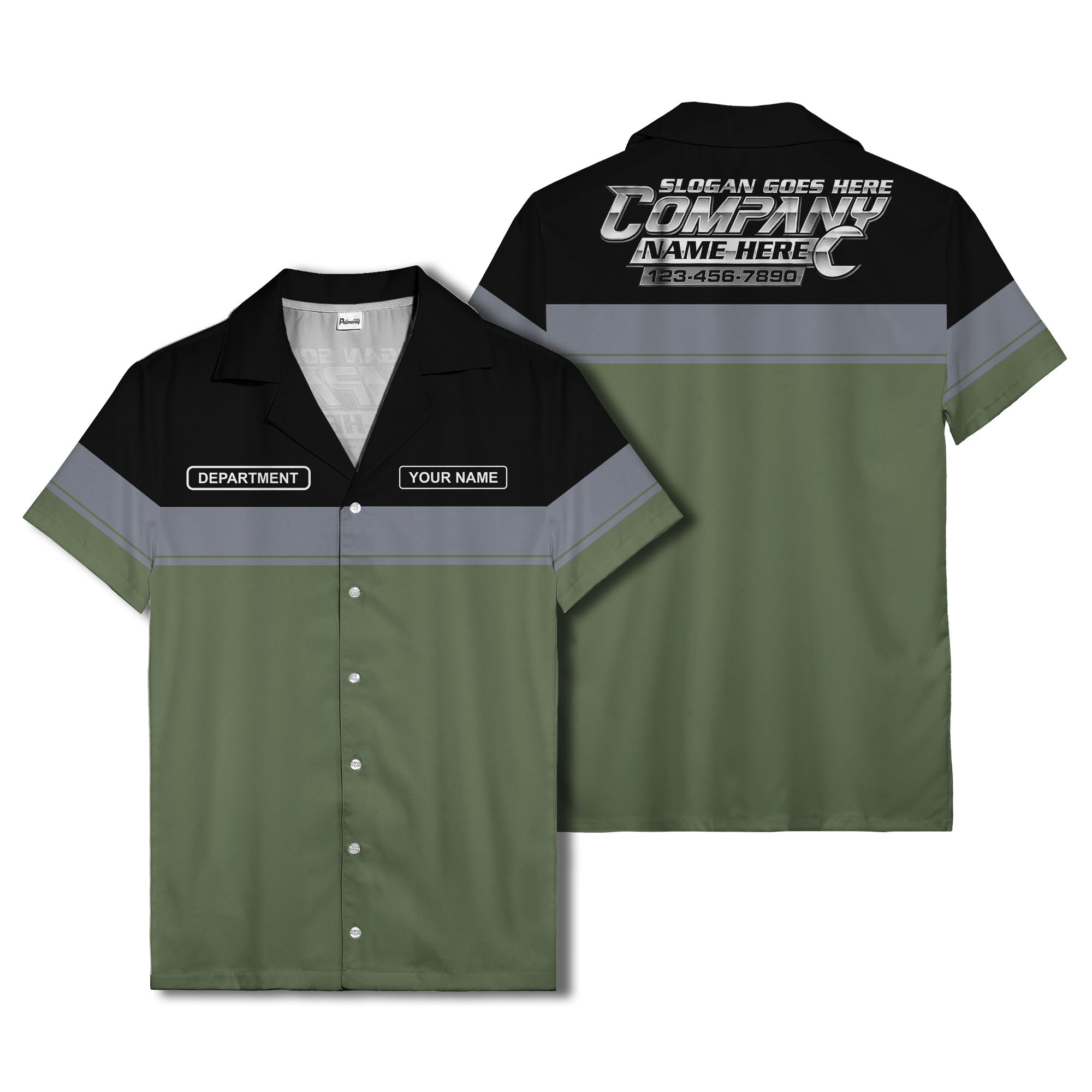 customizable department name gray stripe minimalist hawaiian shirt