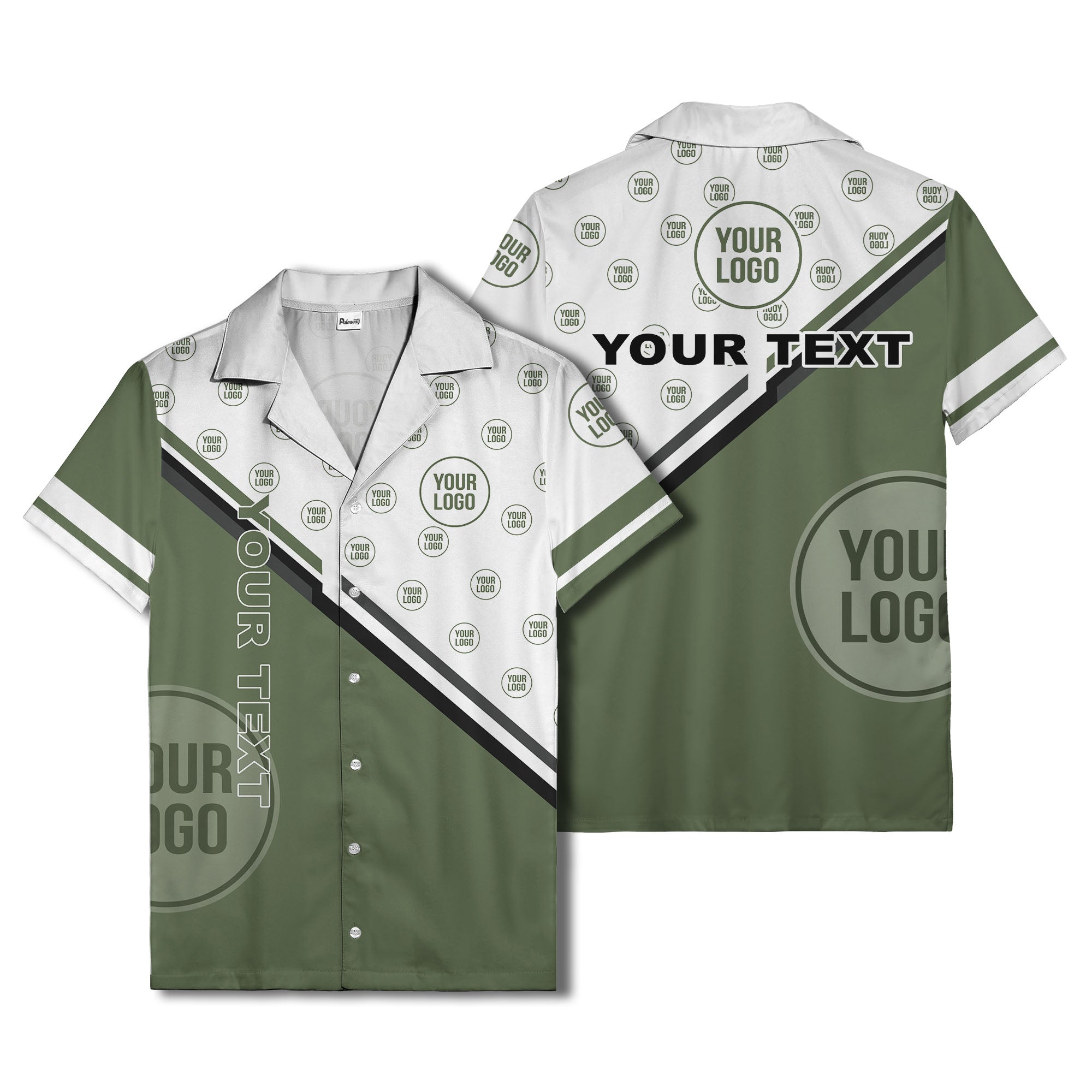 customizable diagonal stripe & logo repeating hawaiian shirt