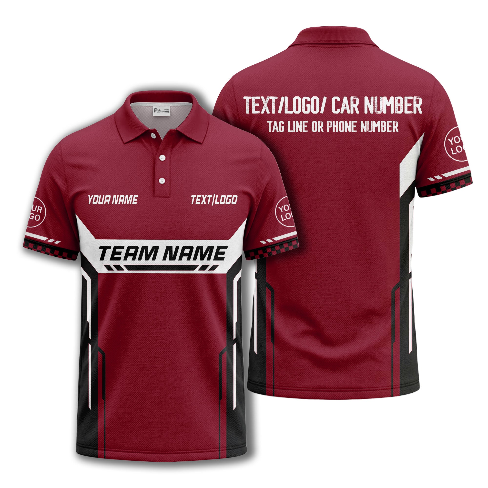 customizable team name geometric stripes polo shirt for men