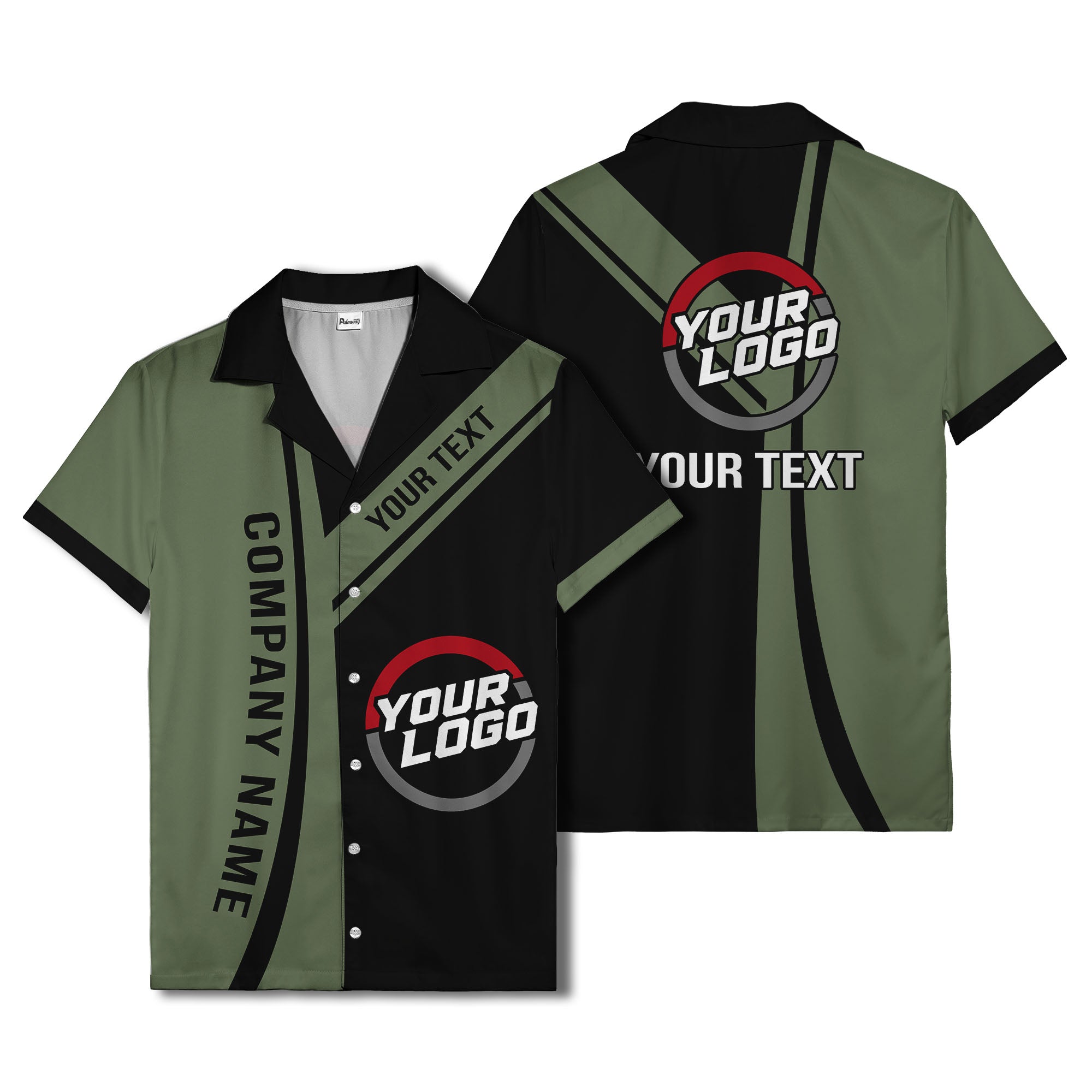 diagonal stripe custom logo company name hawaiian shirt for teams