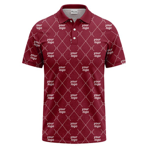 diamond grid logo repeat minimalist black polo shirt