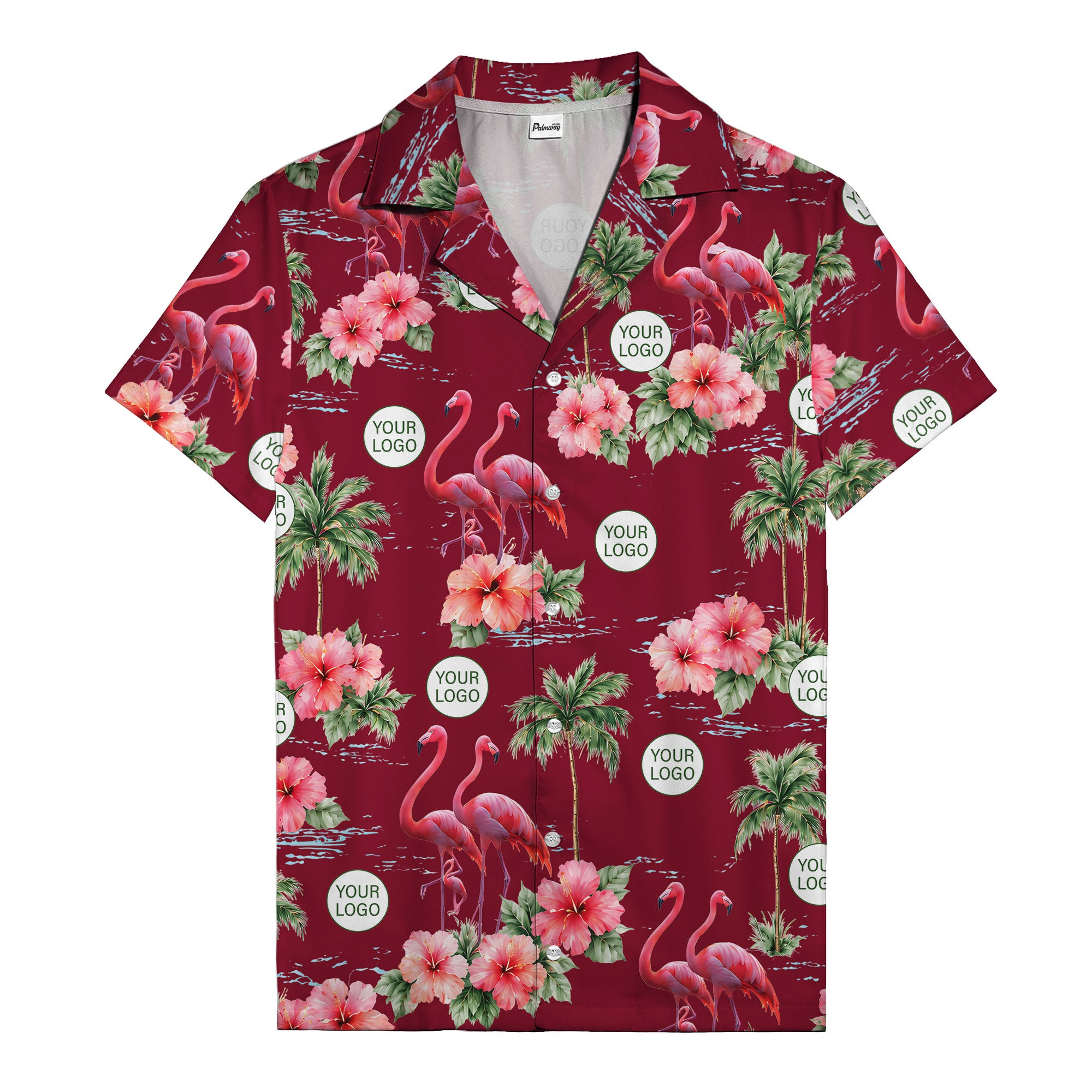 flamingo silhouettes palm trees hibiscus hawaiian shirt for men