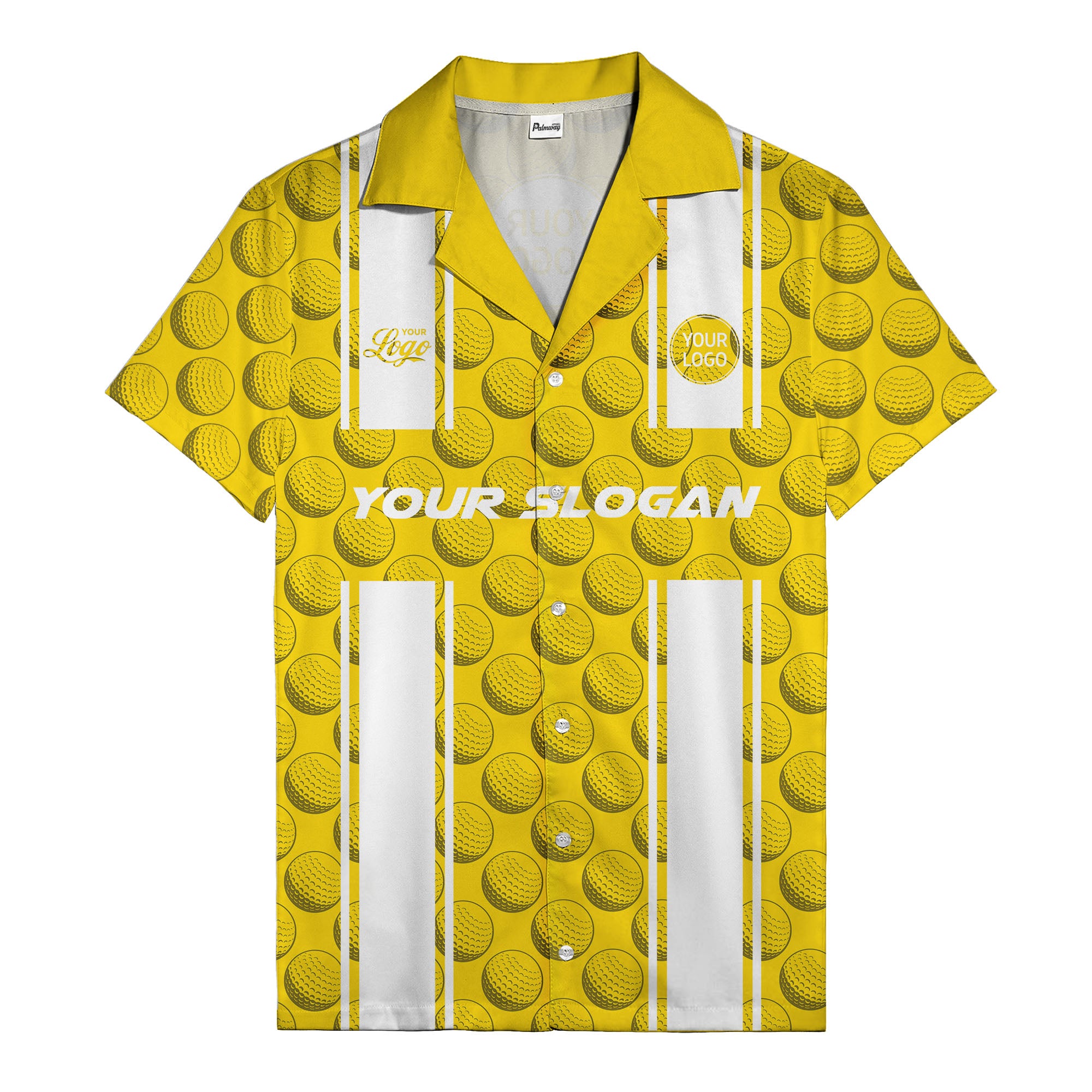 golf ball & white stripe repeat hawaiian shirt for golfers