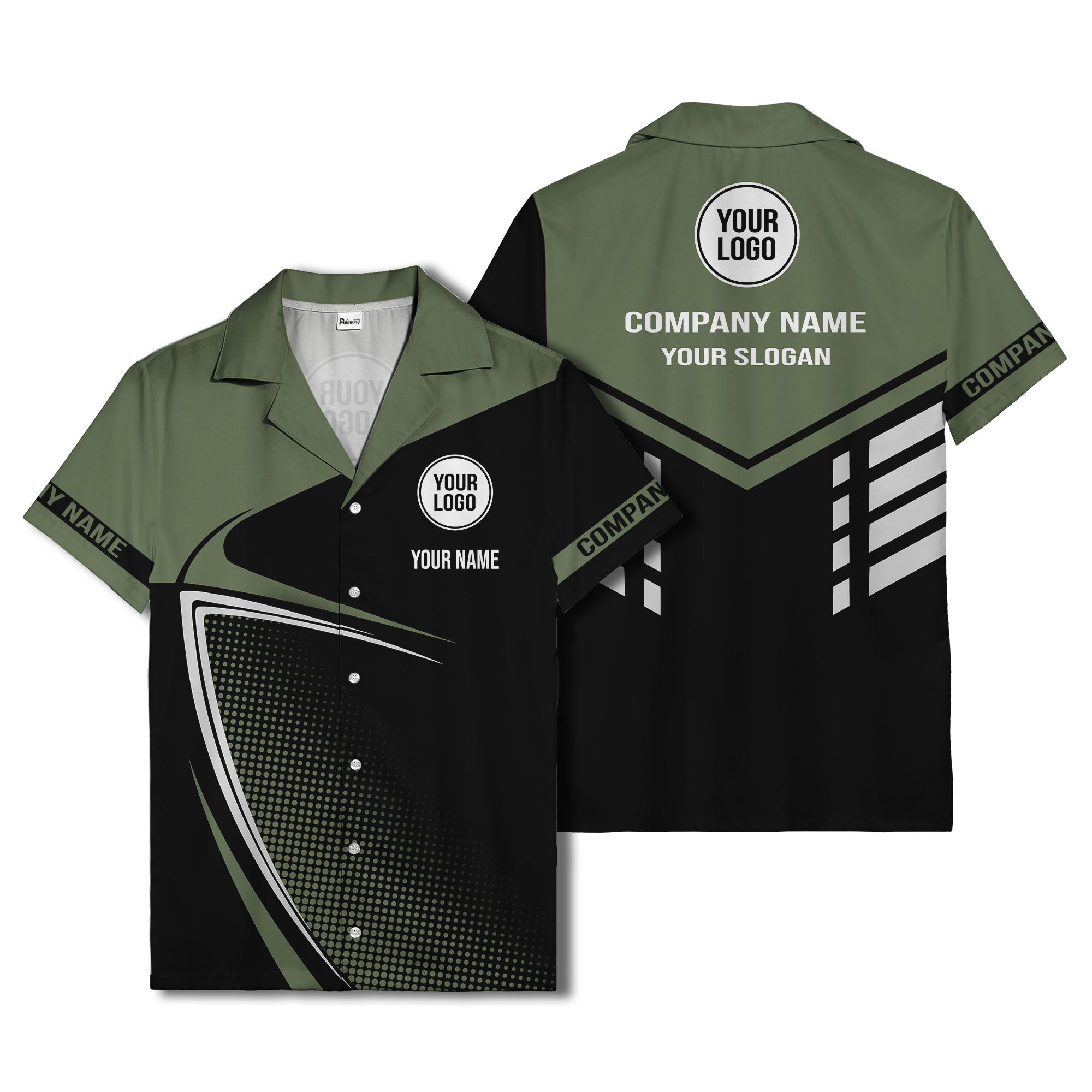 golf club silhouette & dot geometric hawaiian shirt for men