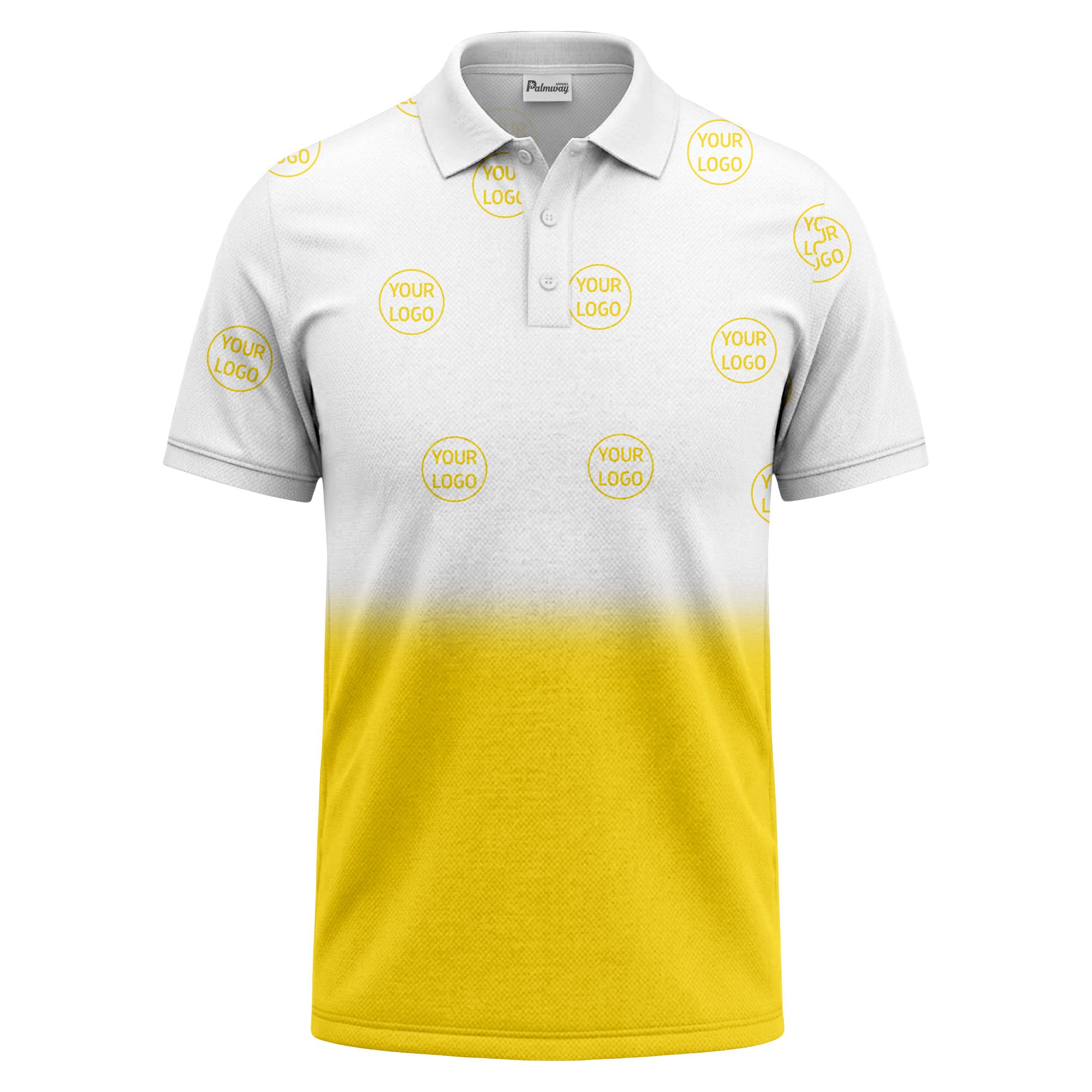 gradient black white custom logo repeat polo shirt