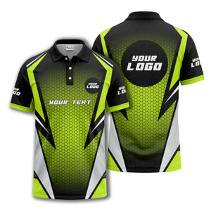 hexagonal grid geometric lines modern tech-inspired polo shirt