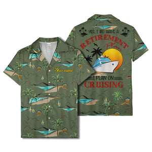 island paradise palm trees & sailboats sunset hawaiian shirt