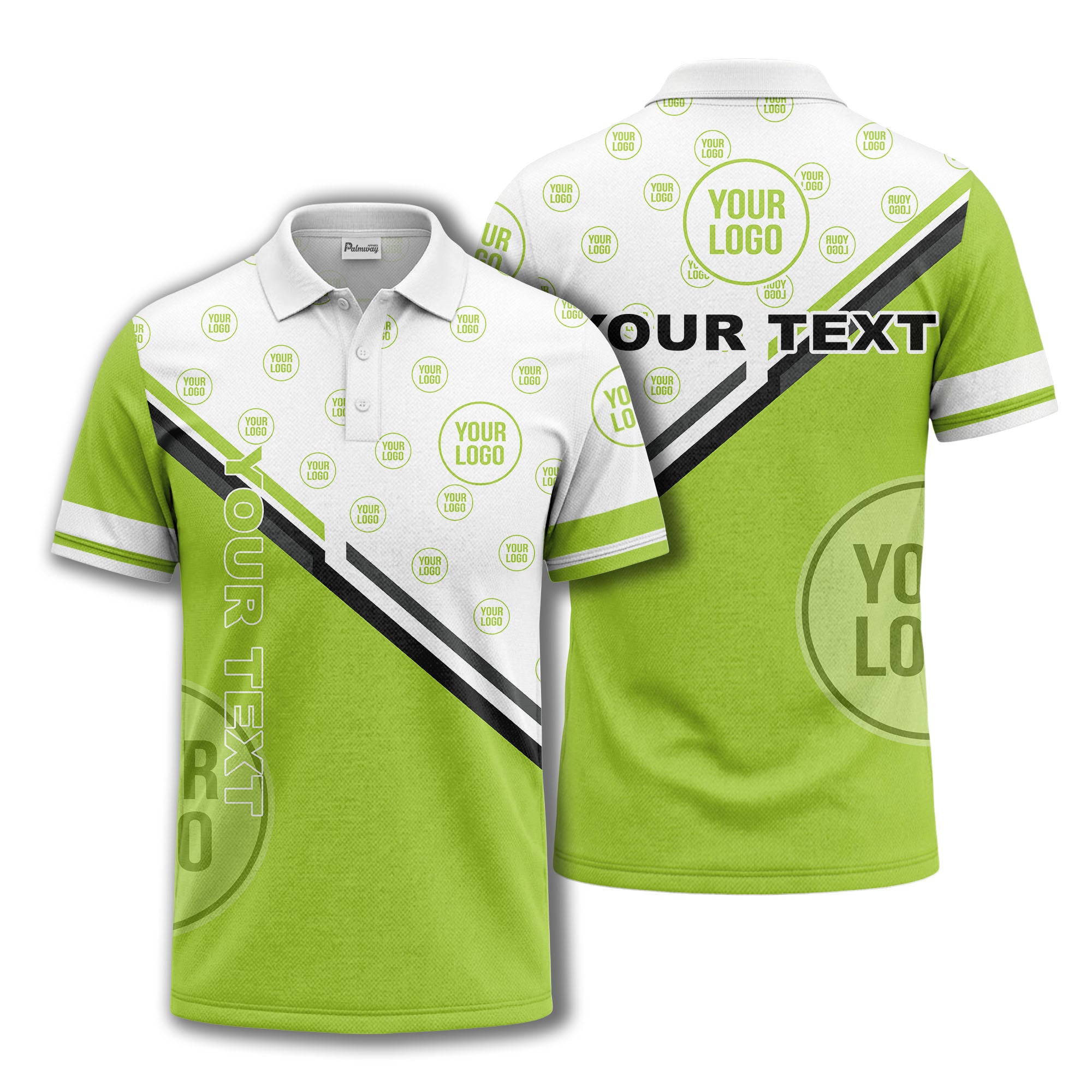 logo repeat diagonal stripe customizable polo shirt for teams