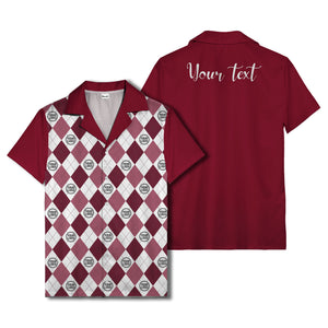 monochrome argyle diamonds golf logos hawaiian shirt