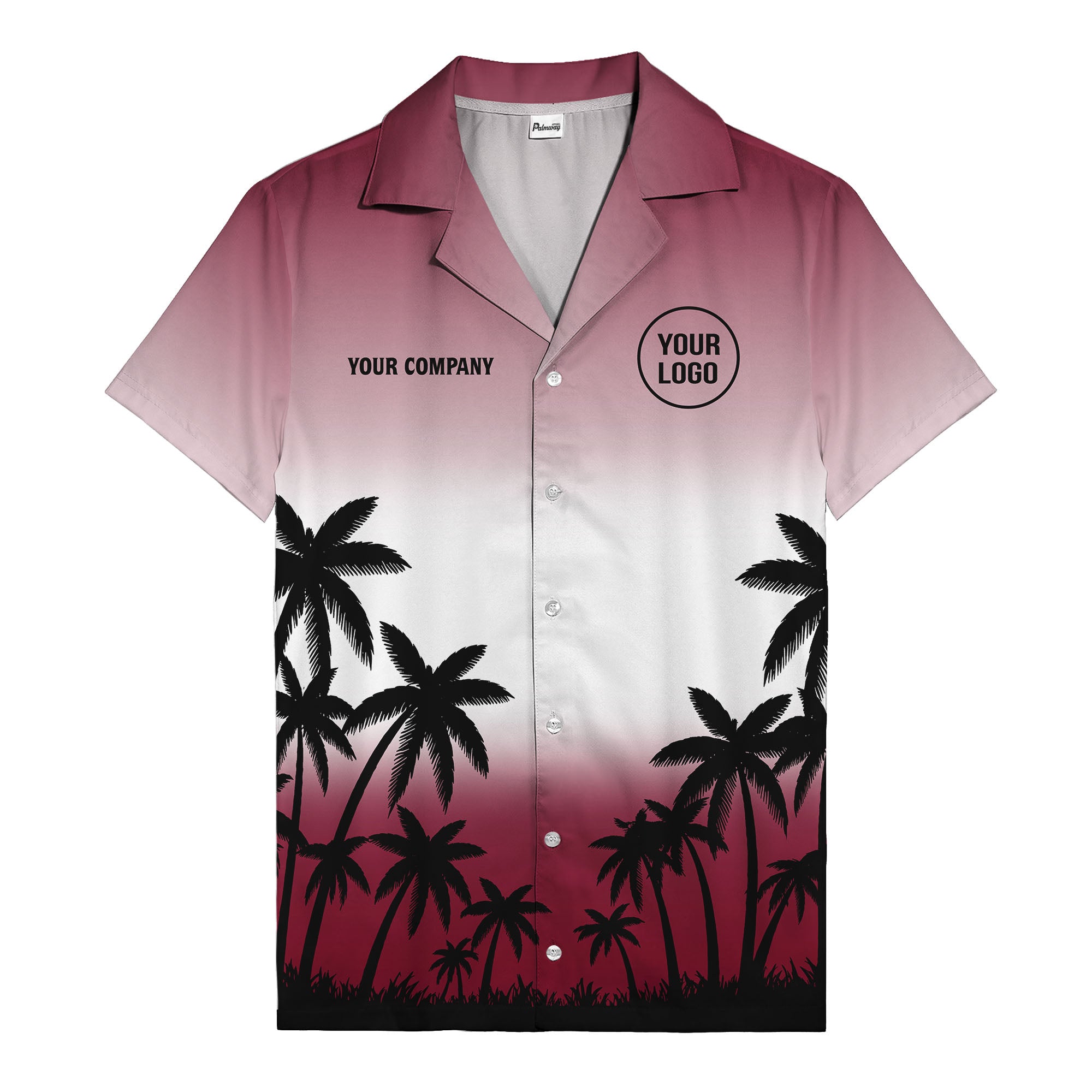 monochrome palm tree gradient silhouette hawaiian shirt for men