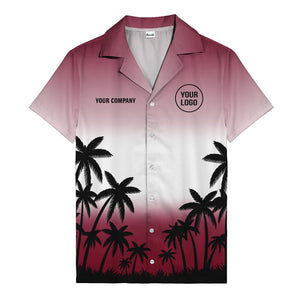 monochrome palm tree gradient silhouette hawaiian shirt for men