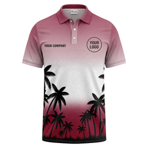 monochrome palm trees ombre gradient sky polo shirt for men