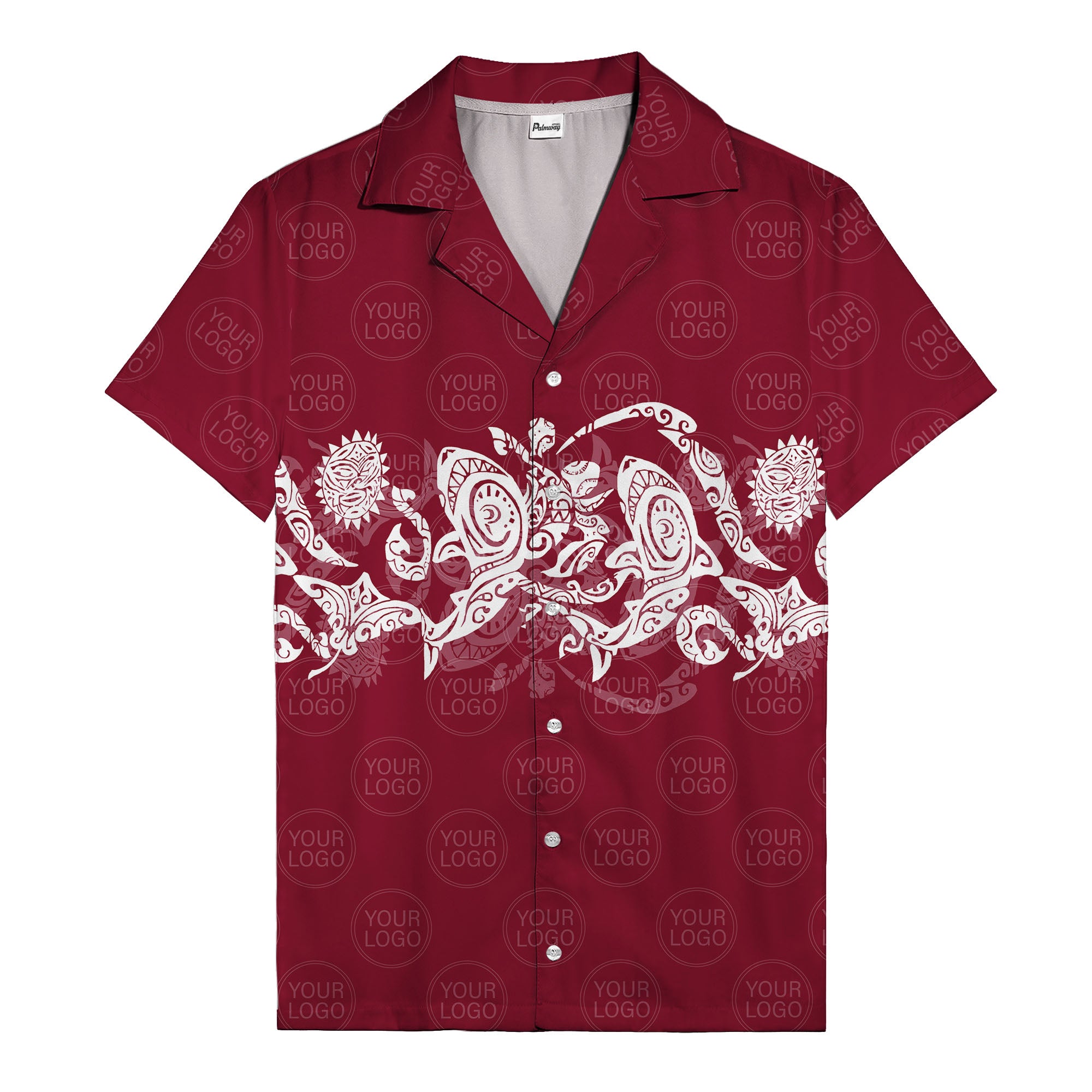 monochrome tribal turtle & sun motifs heritage hawaiian shirt