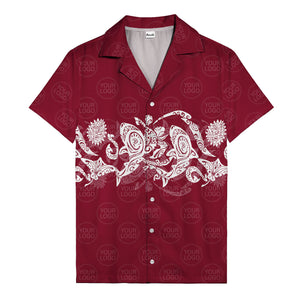 monochrome tribal turtle & sun motifs heritage hawaiian shirt