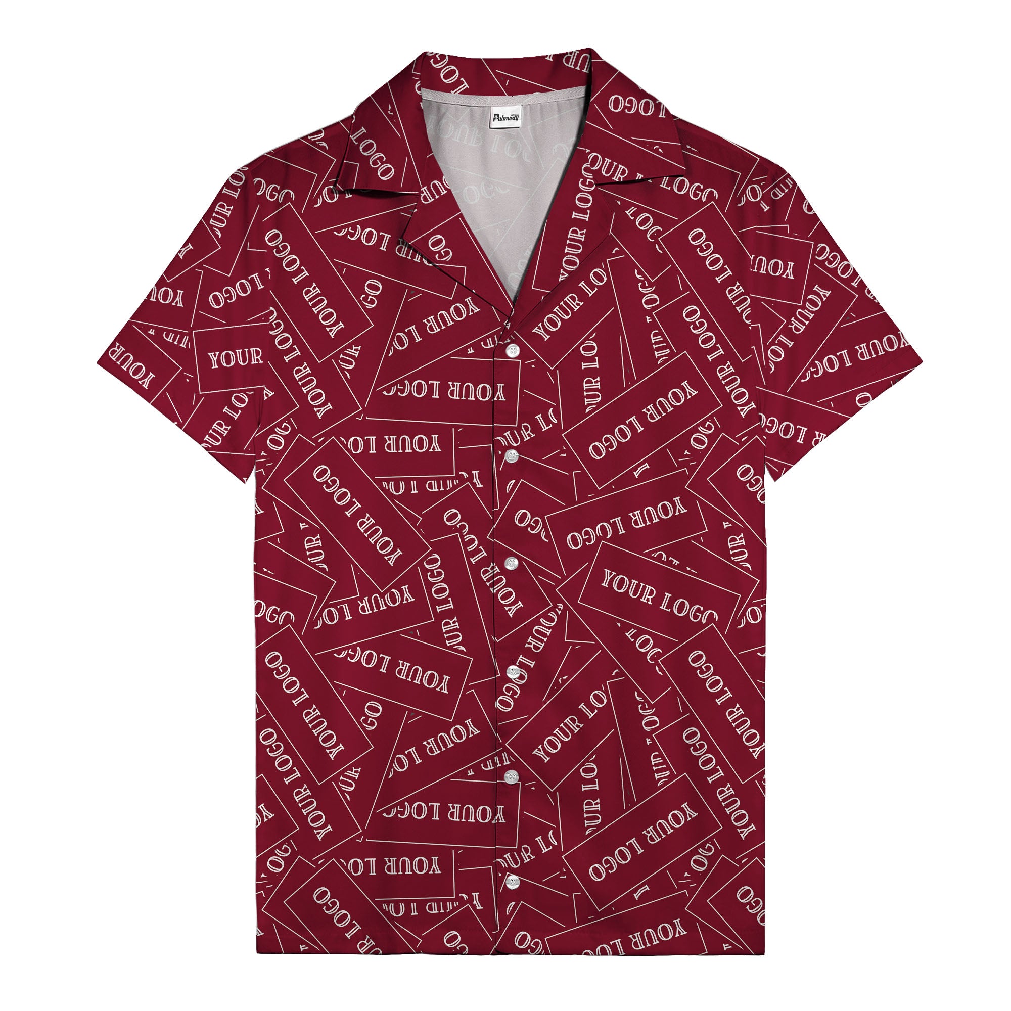 monochrome your logo repeat text graphic hawaiian shirt for men