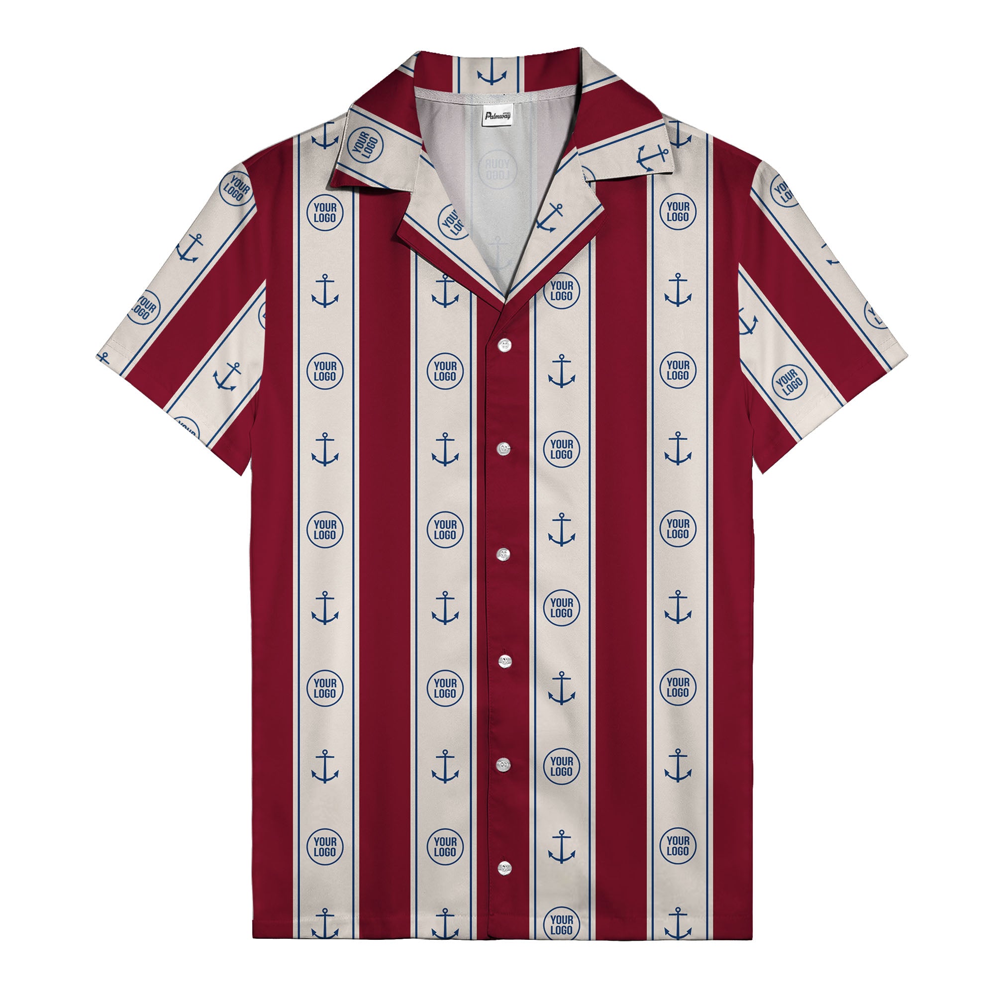 nautical anchors & custom logo repeat hawaiian shirt for men