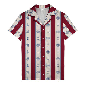 nautical anchors & custom logo repeat hawaiian shirt for men