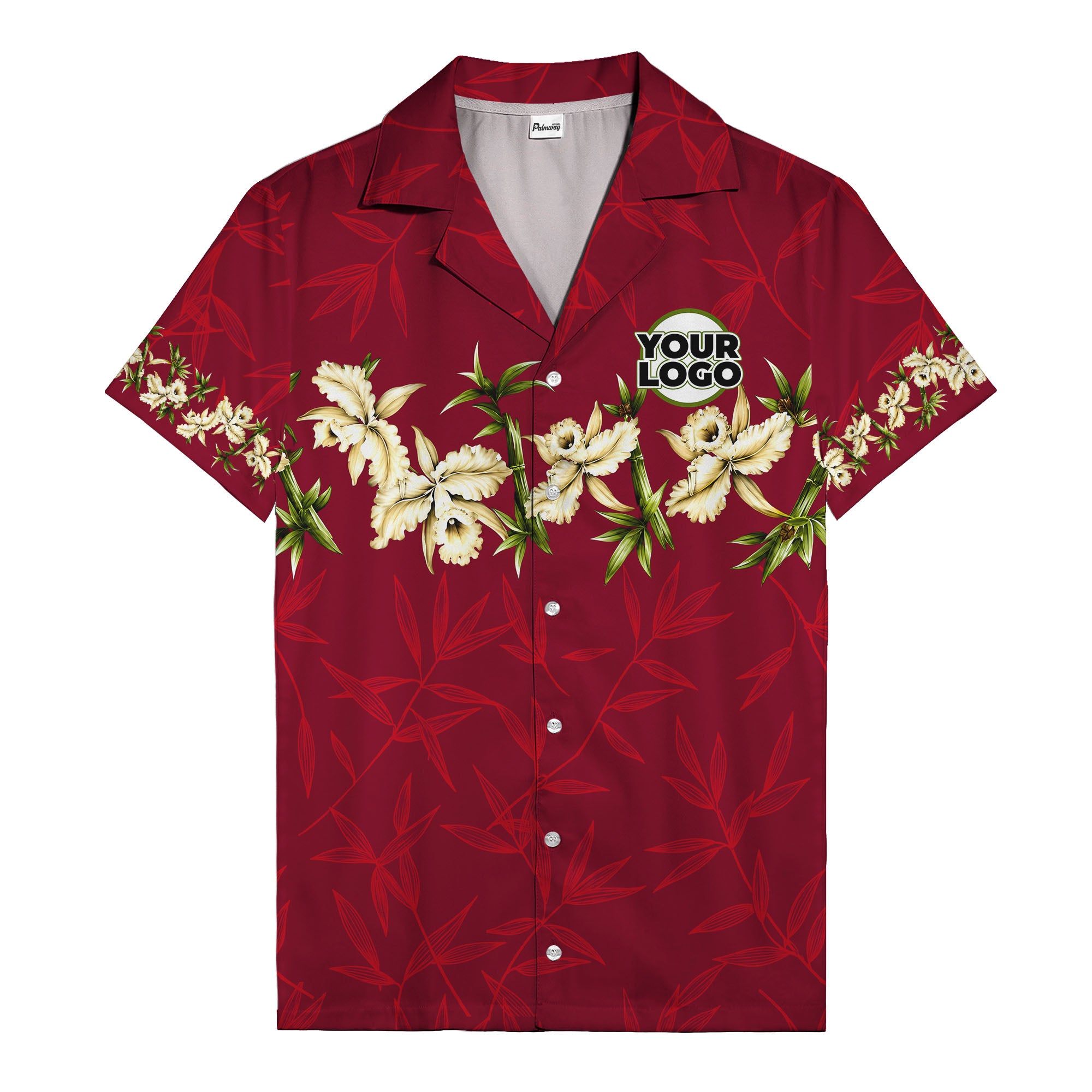 orchid & bamboo photoreal black hawaiian shirt