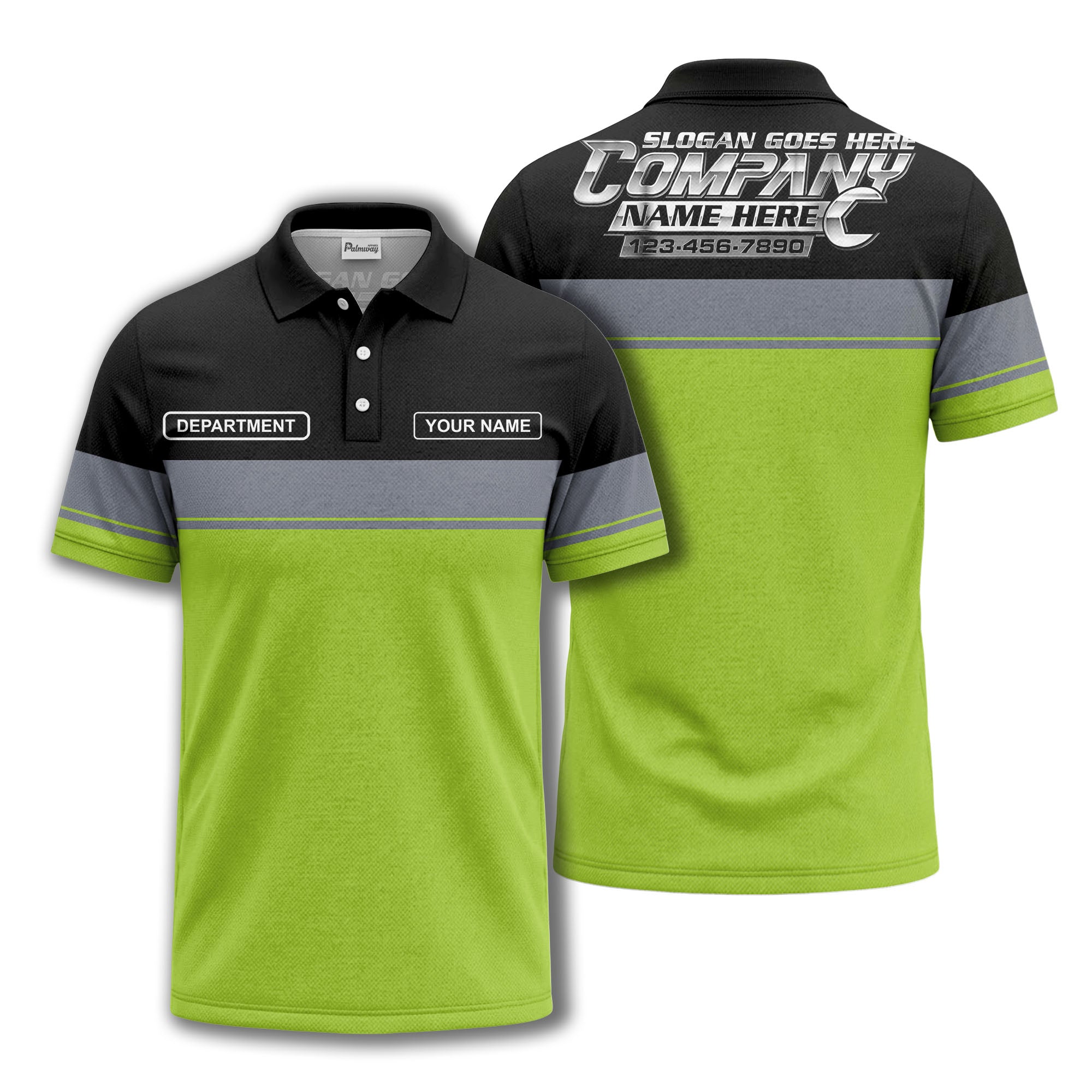 personalized department name gray stripe polo shirt for teams
