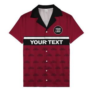 personalized logo & text striped hawaiian shirt for teams