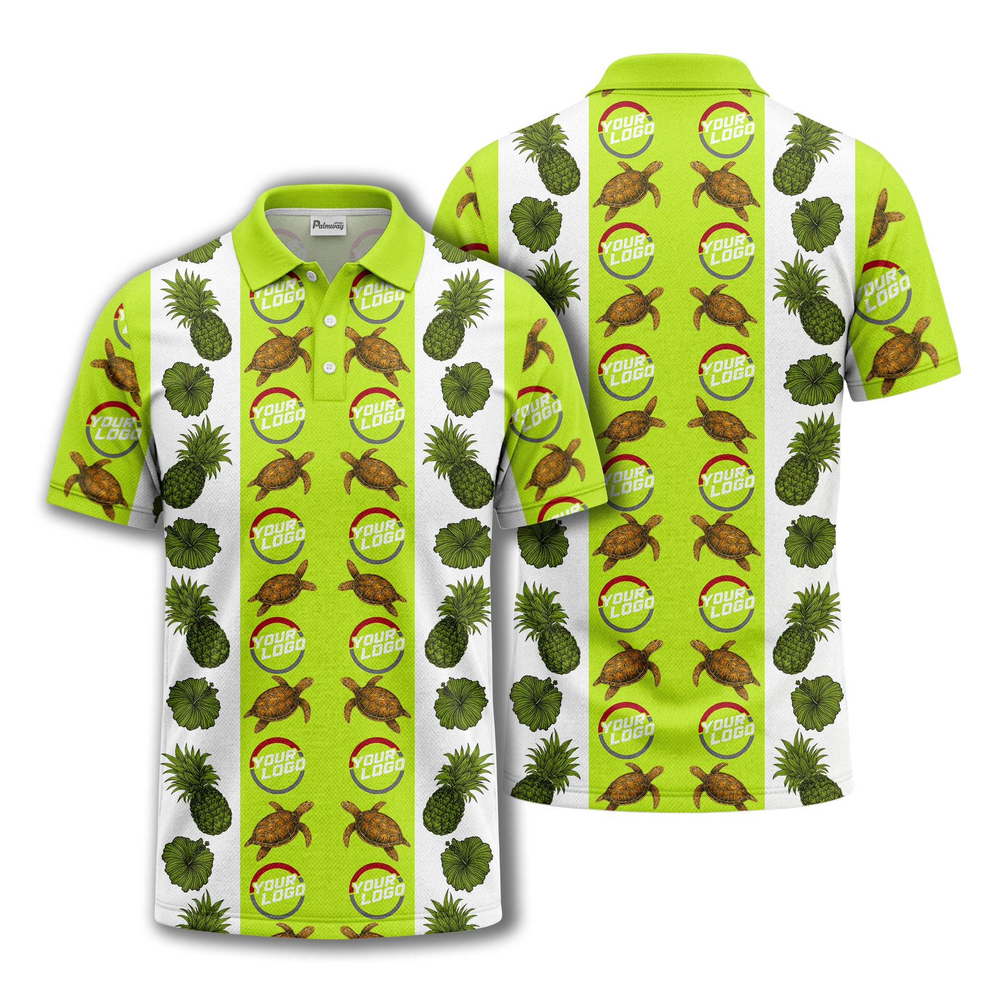 pineapple sea turtle hibiscus custom logo polo shirt