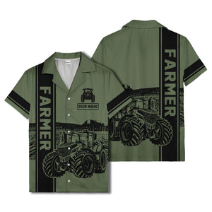 realistic tractor farm landscape farmer hawaiian shirt