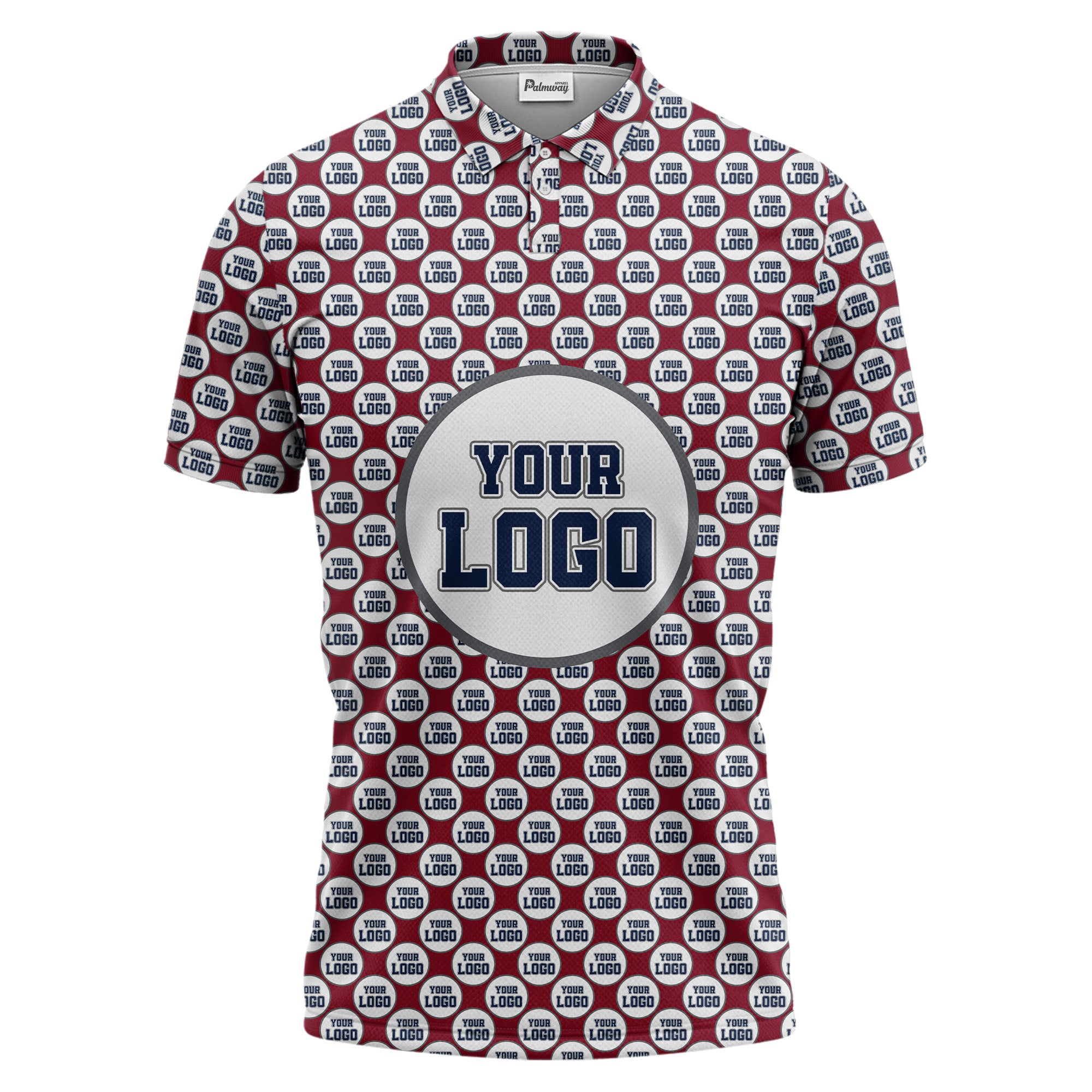 Repeating Personalized Logo Polo Shirt With Custom Text & Illustrated Icons