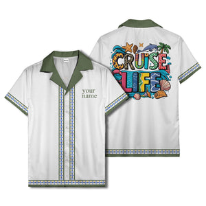 retro bowling diamond geometric personalized hawaiian shirt for men