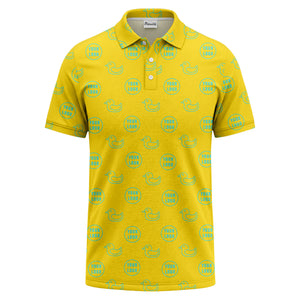 rubber duck & custom logo circle pattern polo shirt for men