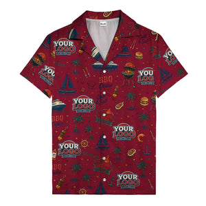 sailboats anchors ship wheels hamburger shrimp steak grill tools hawaiian shirt for men