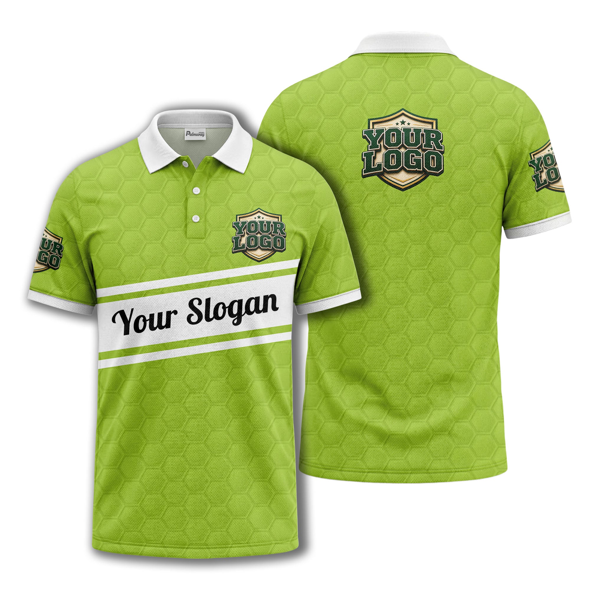 shield logo stars hexagon pattern polo shirt for men