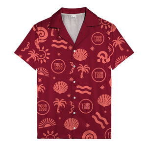 silver palm trees seashells sun waves vintage cartoon hawaiian shirt