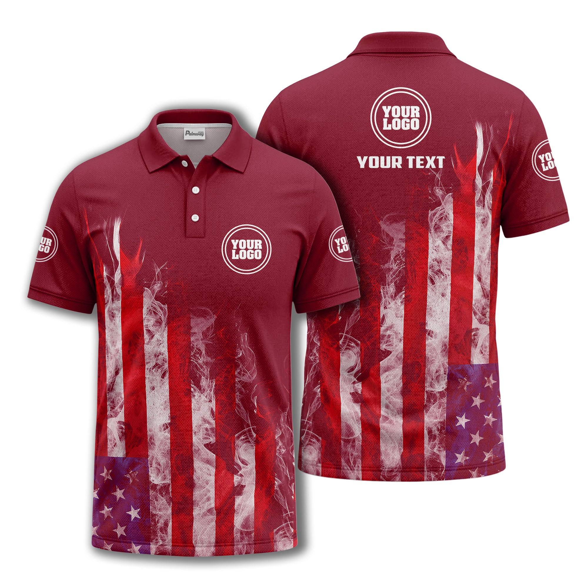 smoky american flag stars & stripes patriotic bold golf polo shirt