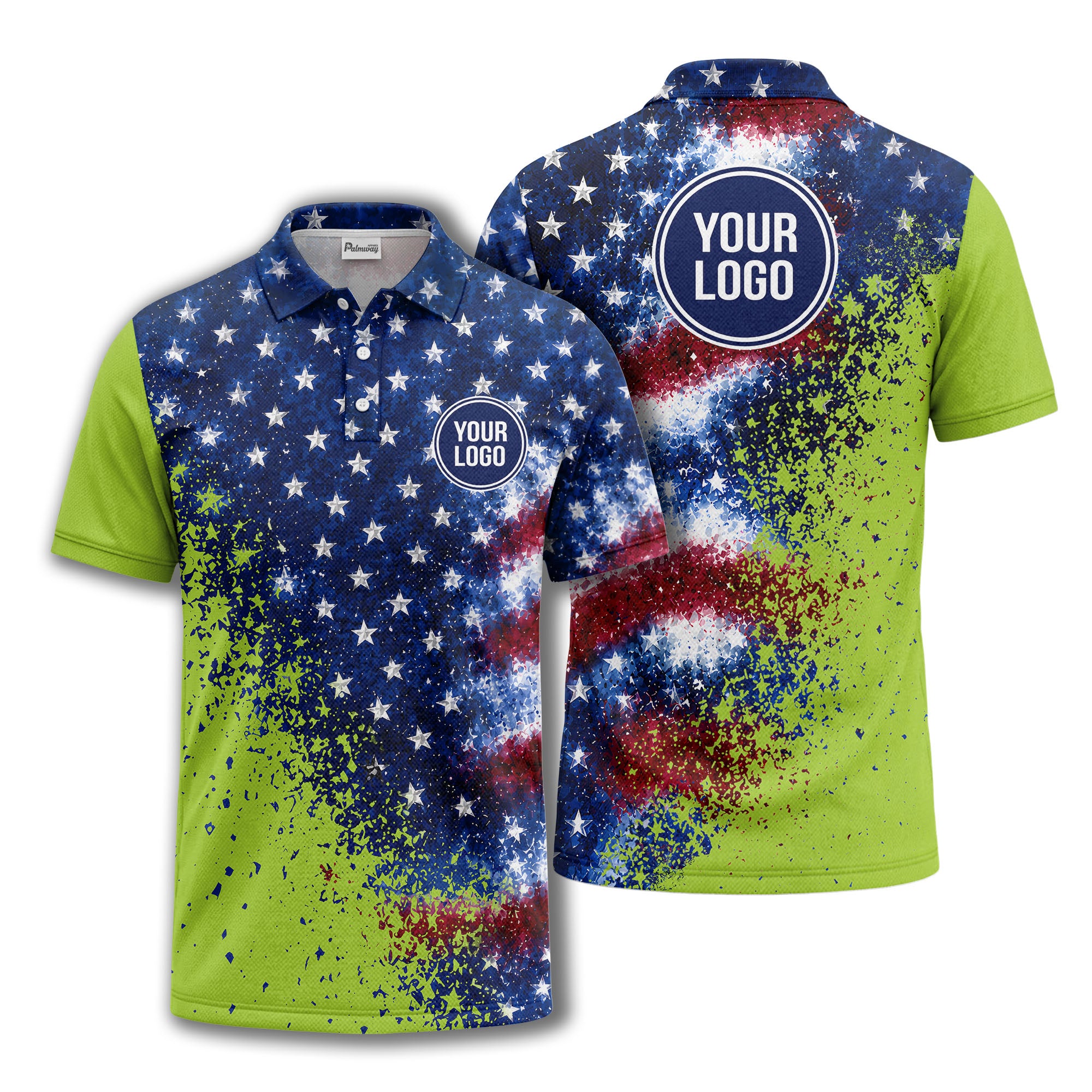 stars & stripes american flag all over print polo shirt
