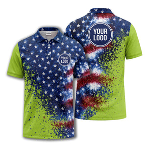 stars & stripes american flag all over print polo shirt