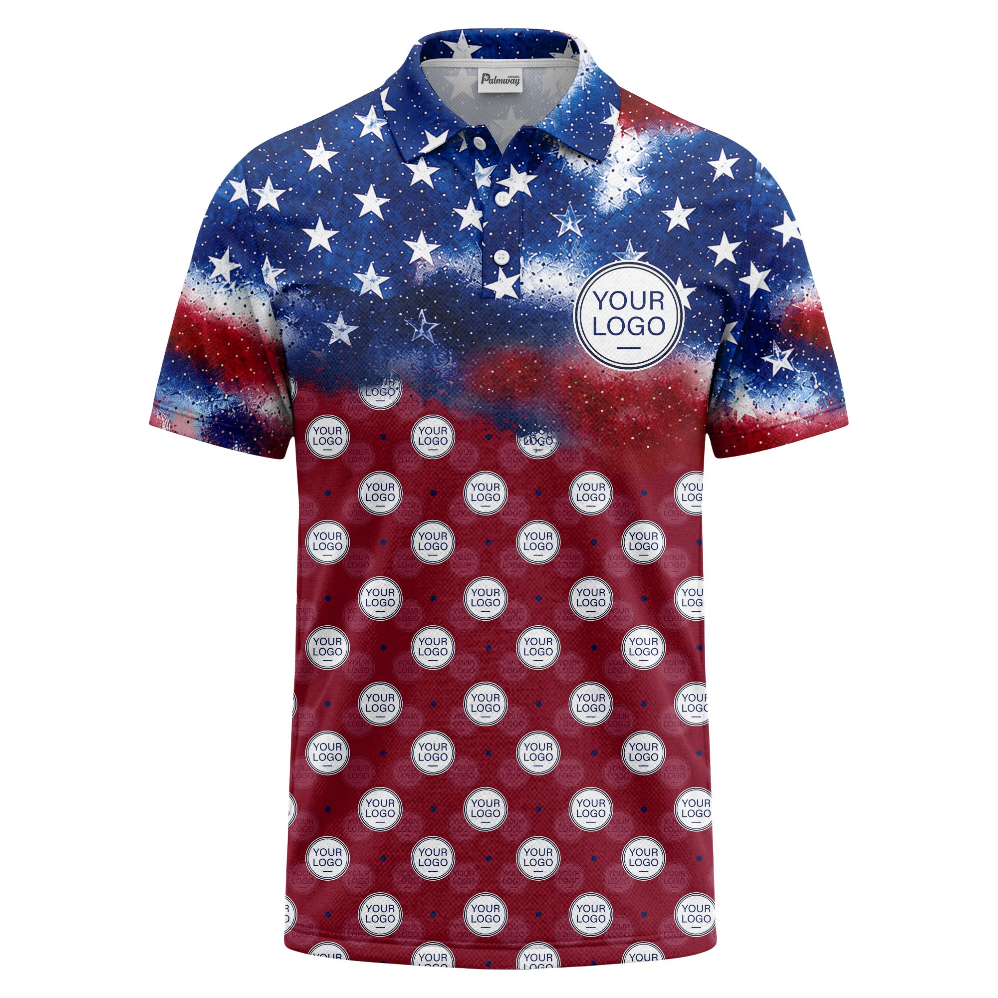 stars & stripes american flag custom logo all over print polo shirt