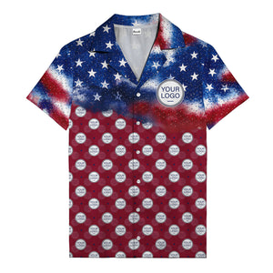 stars & stripes american flag custom logo patriotic hawaiian shirt
